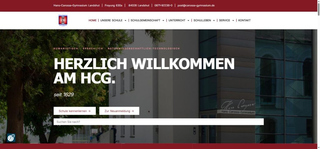 Website Hans-Carossa-Gymnasium Landshut - Startseite
