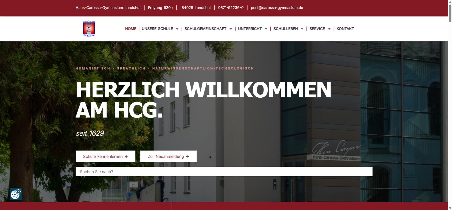 Website Hans-Carossa-Gymnasium Landshut - Startseite