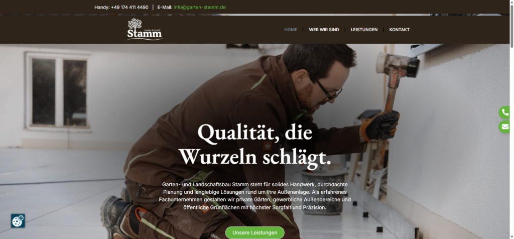 Website Garten Stamm - Startseite