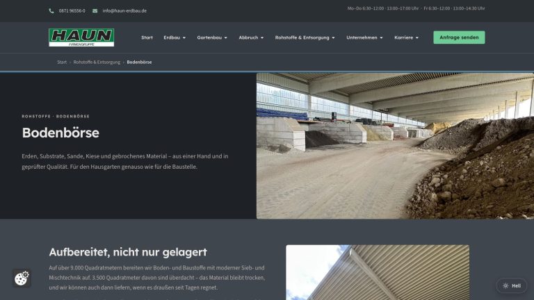 Website HAUN Firmengruppe - Seite Bodenboerse