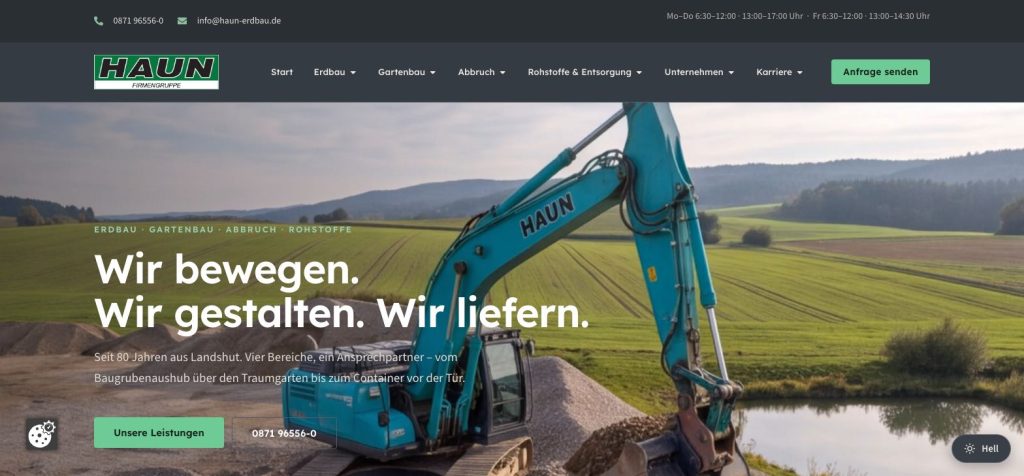 Website HAUN Firmengruppe - Startseite