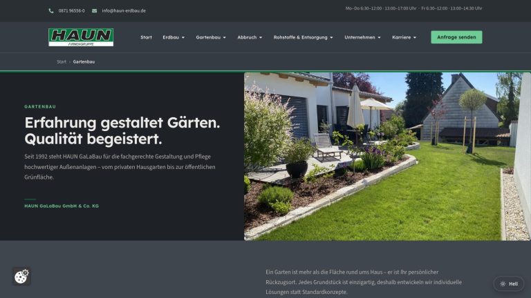 Website HAUN Firmengruppe - Seite Garten- und Landschaftsbau