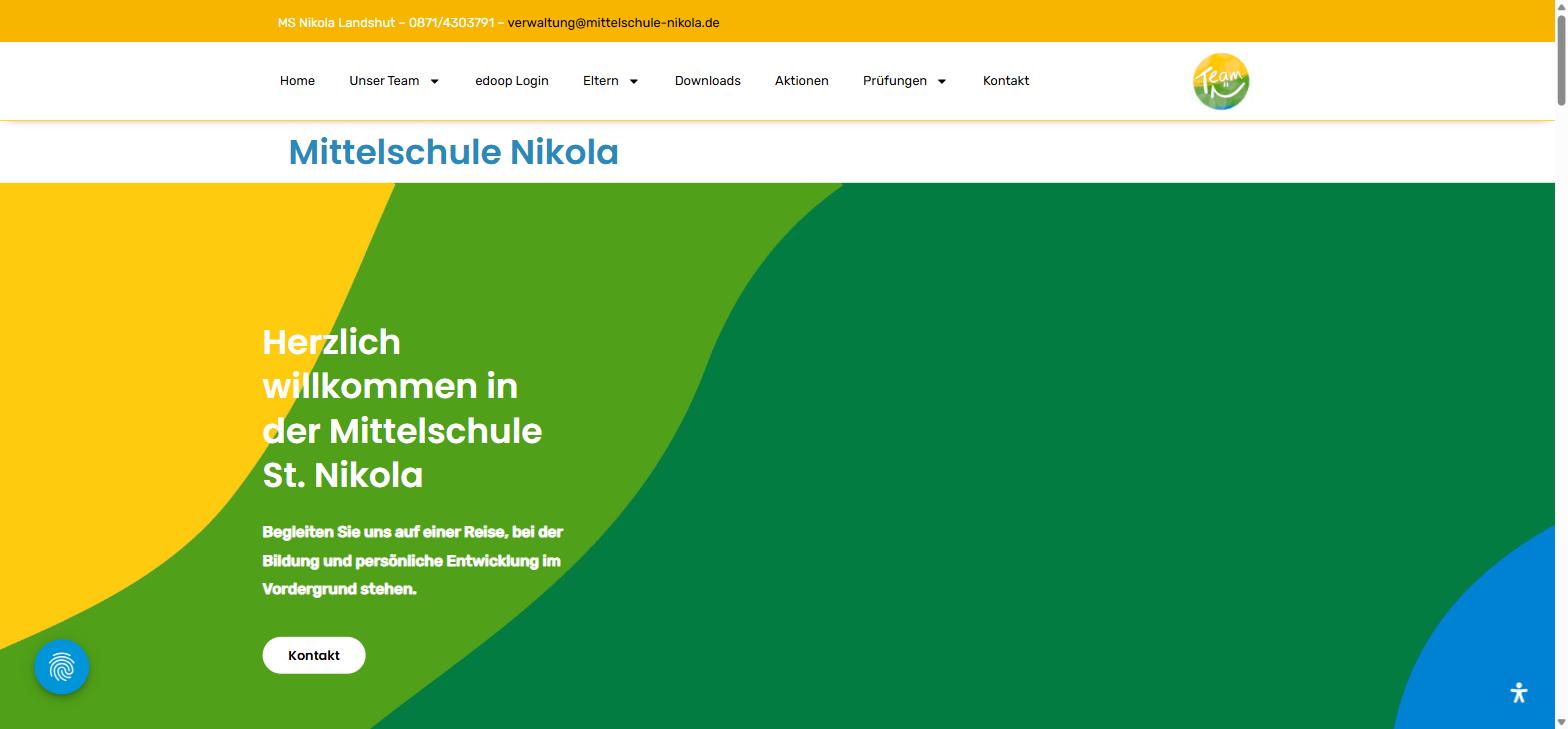 Website Mittelschule St. Nikola Landshut - Startseite