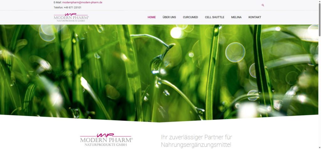 Website MODERN PHARM Naturprodukte GmbH - Startseite