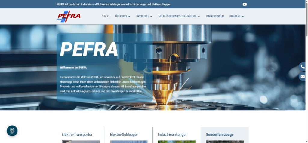 Website PEFRA AG - Startseite